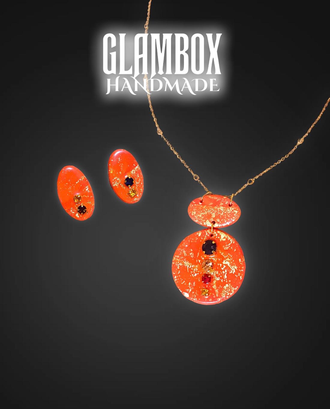 Conjunto colar e brinco Aura de Fogo Glambox