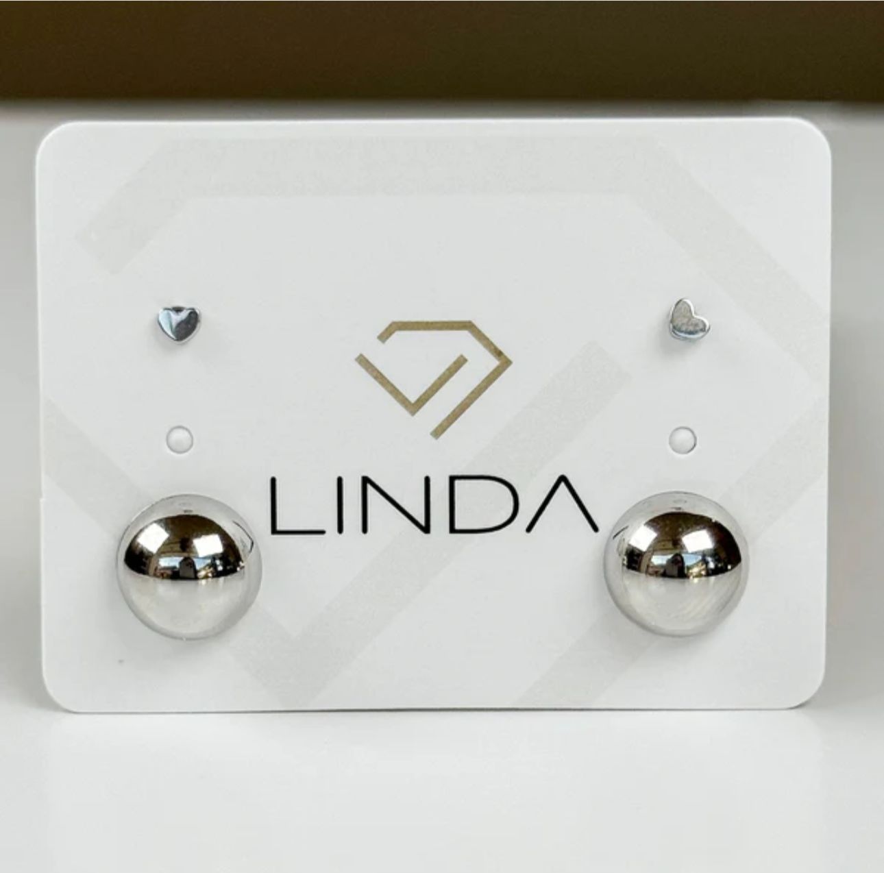 Duo Brinco Meia Bola Lisa e Mini Coração Linda