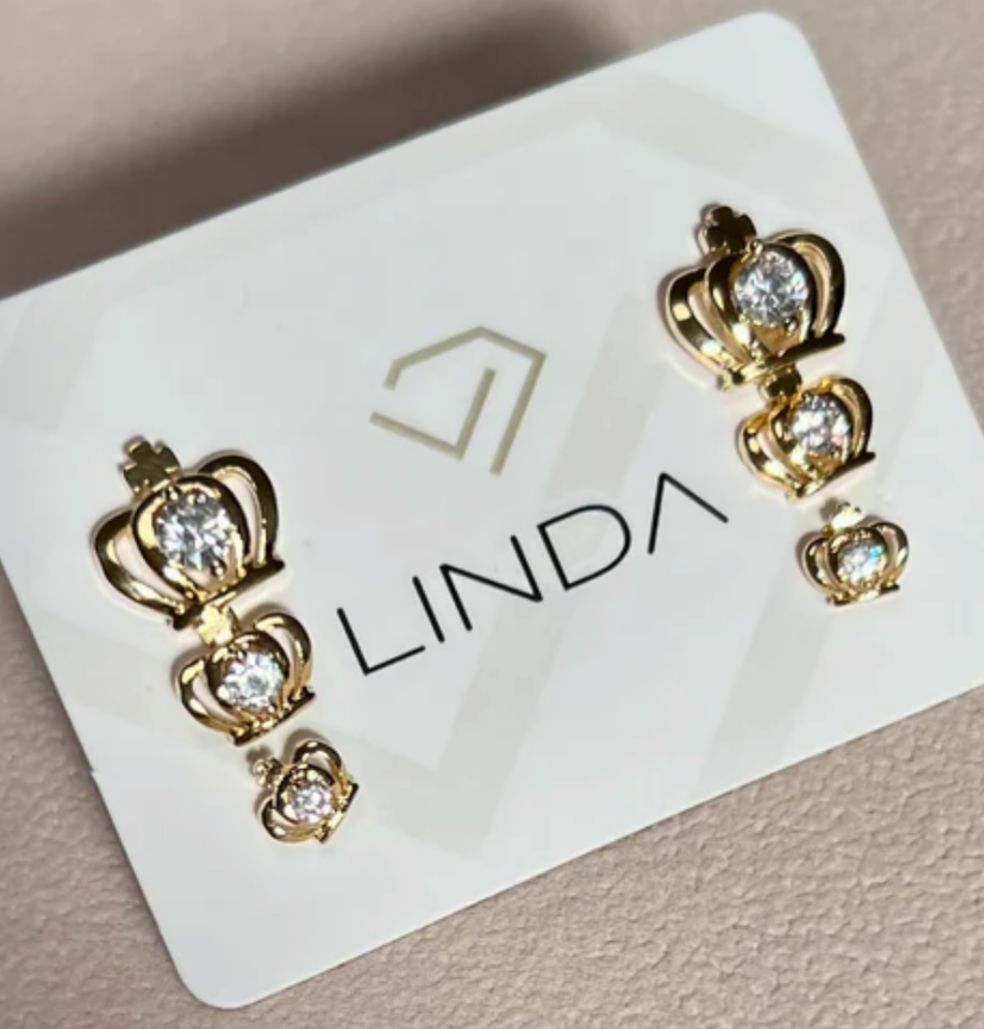 Brinco Trio Coroa Linda